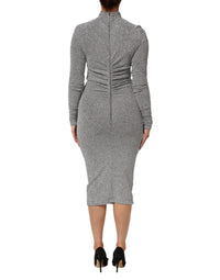 Dolce & Gabbana Gray Nylon Bodycon Sheath Long Sleeves Women's Dress