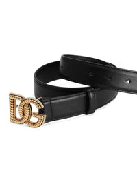 DOLCE & GABBANA Dolce & Gabbana Women Leather Belt With Logo Plaque