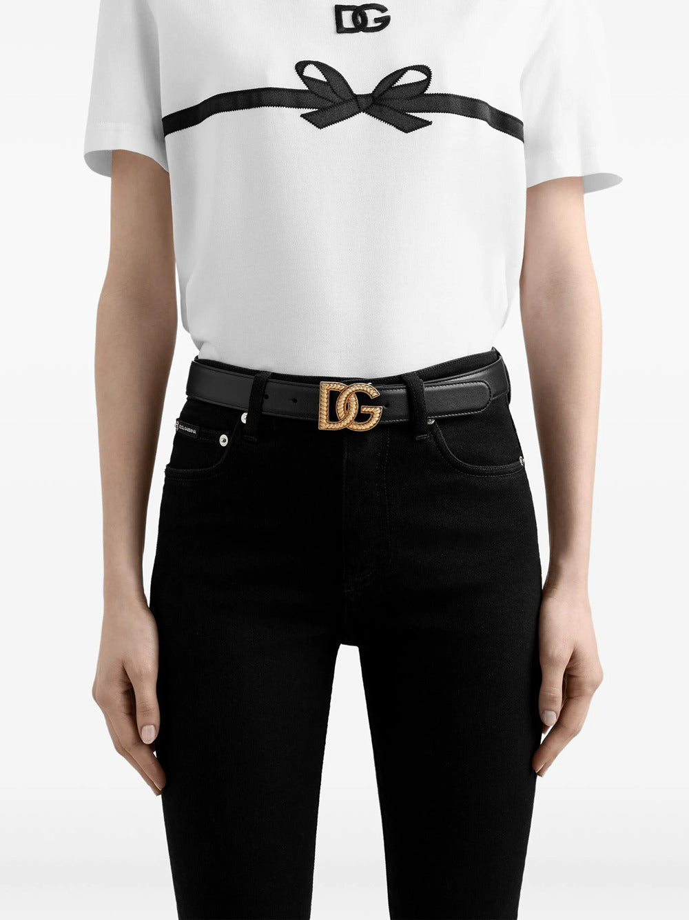 DOLCE & GABBANA Dolce & Gabbana Women Leather Belt With Logo Plaque