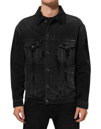Dolce & Gabbana Dolce & Gabbana Black Cotton Stretch Denim Blouson Men's Jacket