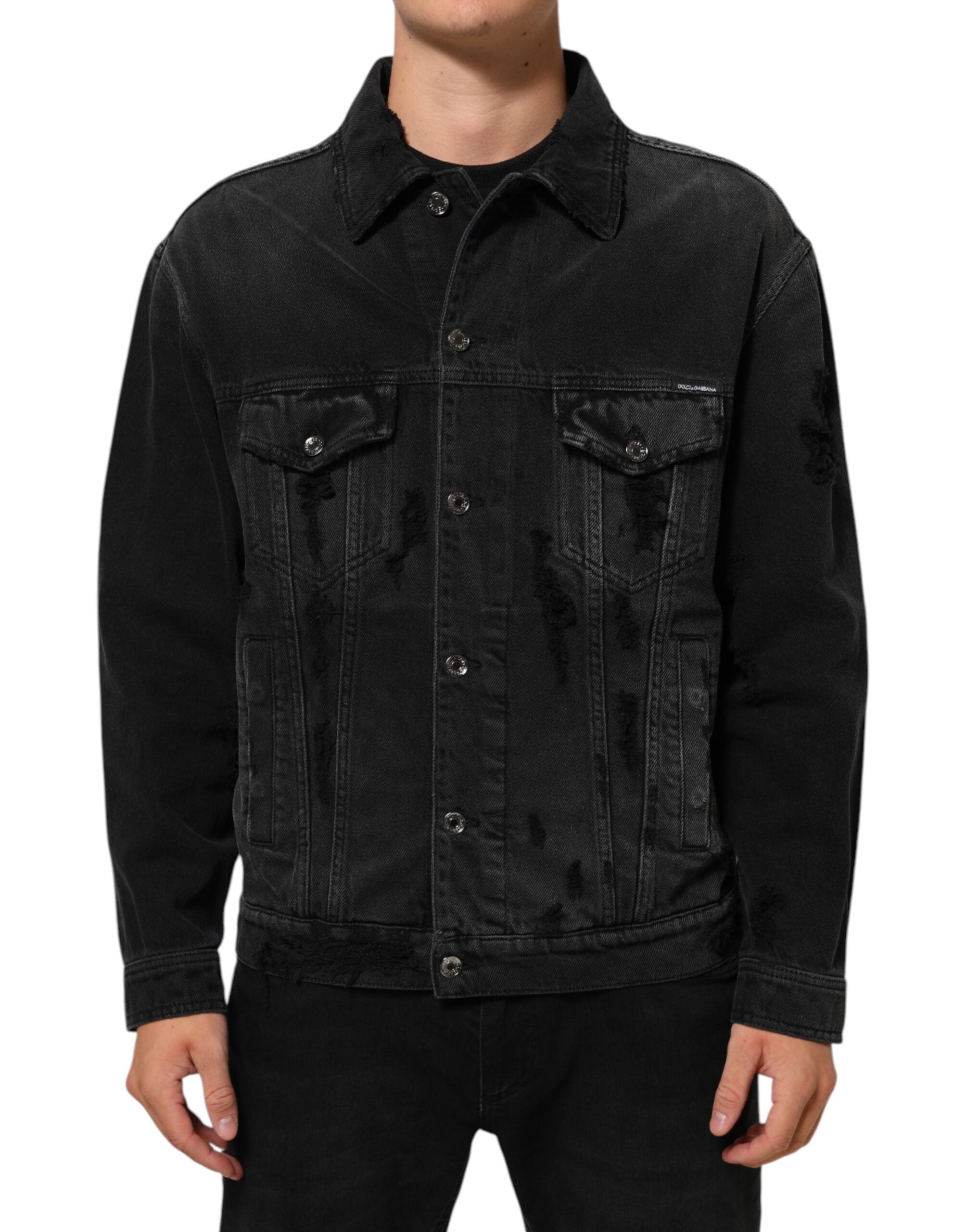Dolce & Gabbana Dolce & Gabbana Black Cotton Stretch Denim Blouson Men's Jacket