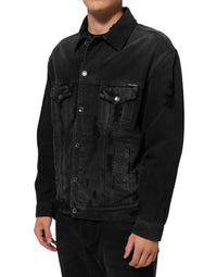 Dolce & Gabbana Dolce & Gabbana Black Cotton Stretch Denim Blouson Men's Jacket