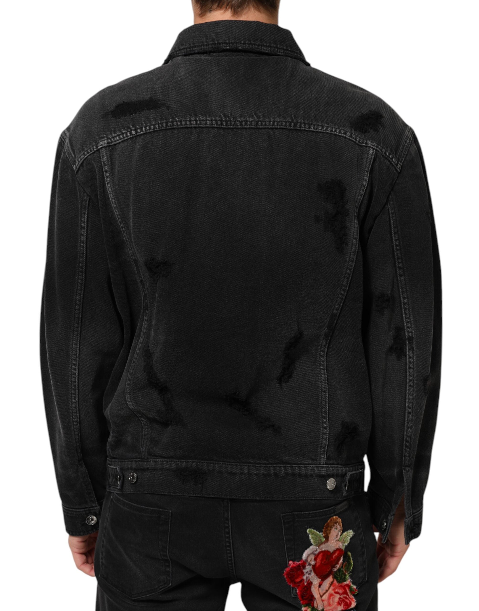 Dolce & Gabbana Dolce & Gabbana Black Cotton Stretch Denim Blouson Men's Jacket