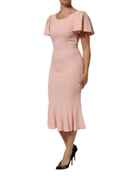 Dolce & Gabbana Pink Viscose Short Sleeves Sheath Midi Women's Dress