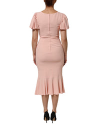 Dolce & Gabbana Pink Viscose Short Sleeves Sheath Midi Women's Dress