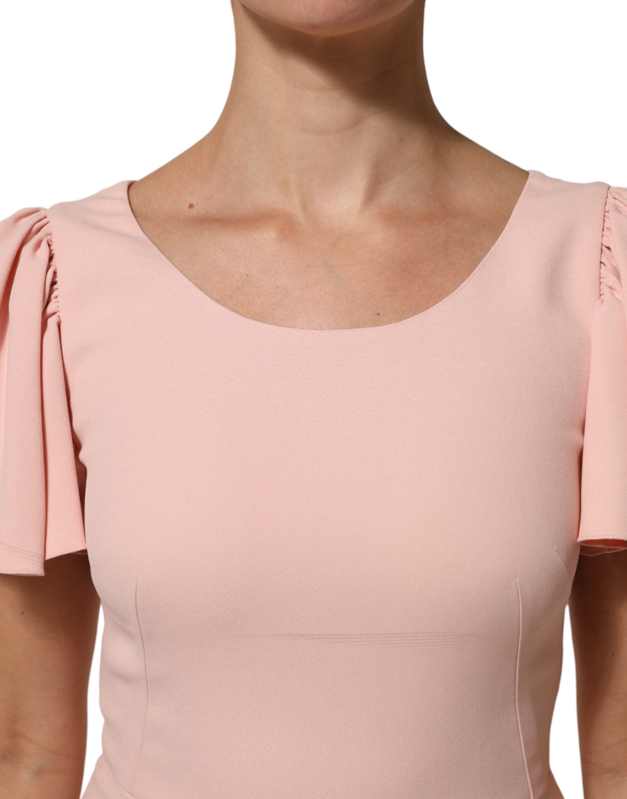 Dolce & Gabbana Pink Viscose Short Sleeves Sheath Midi Women's Dress