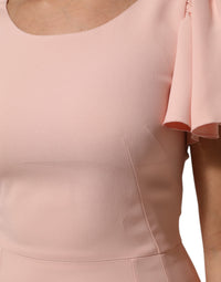 Dolce & Gabbana Pink Viscose Short Sleeves Sheath Midi Women's Dress