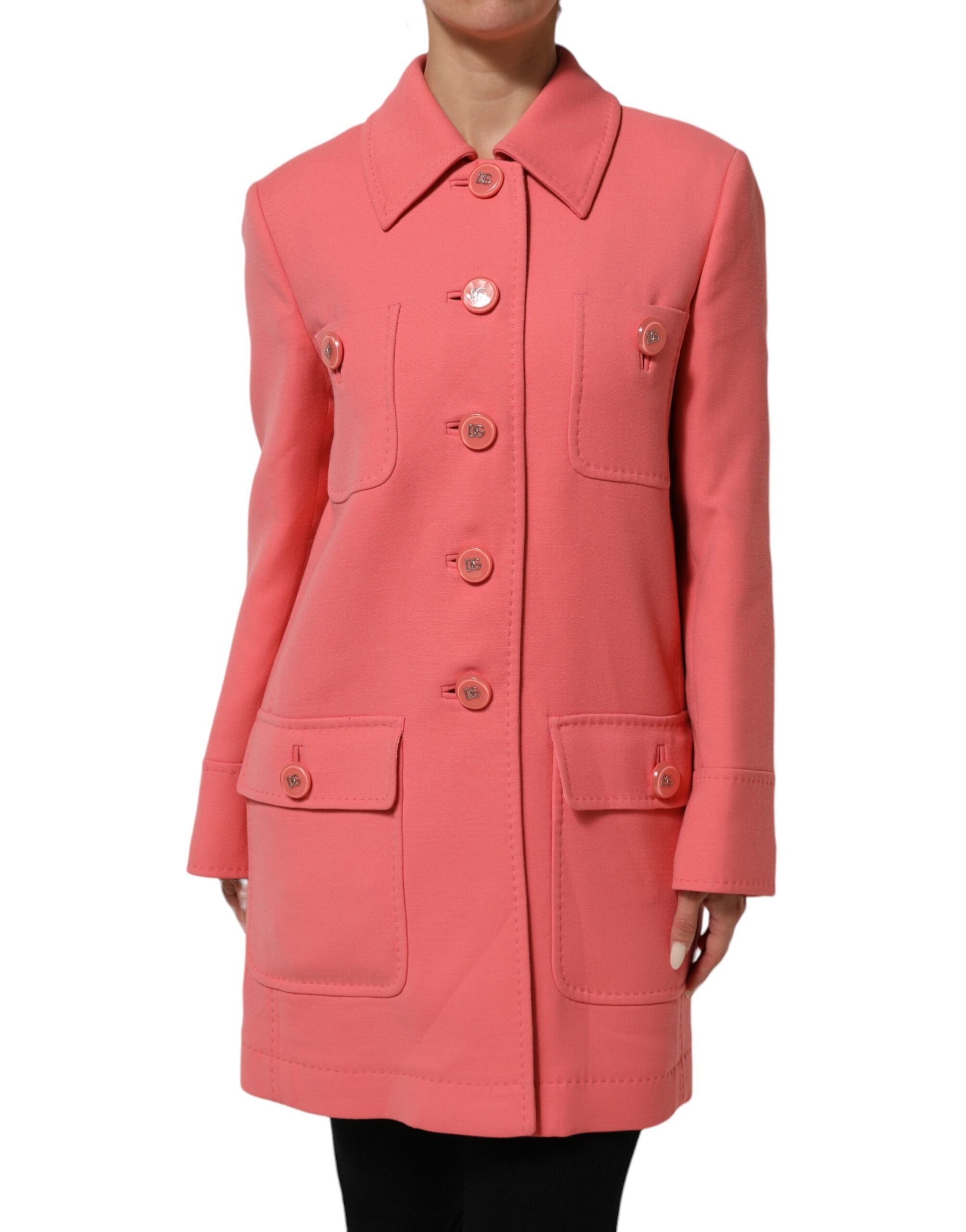 Dolce & Gabbana Dolce & Gabbana Pink Buttoned Down Trench Coat Women's Jacket