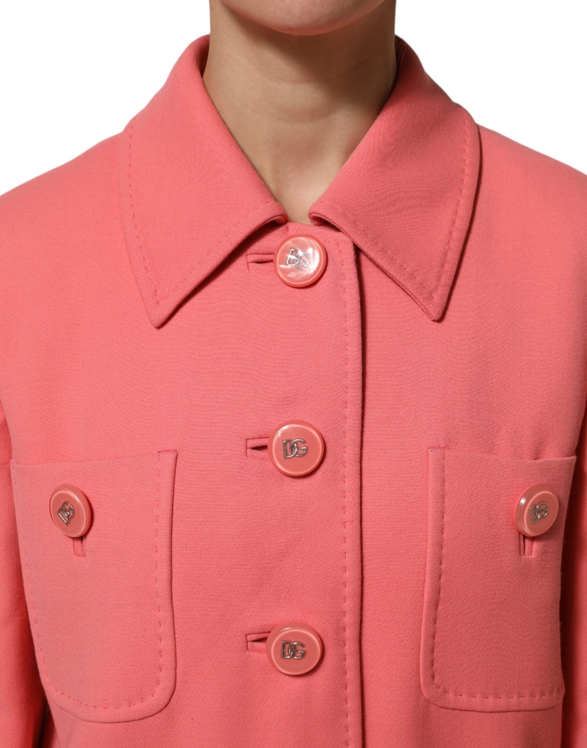 Dolce & Gabbana Dolce & Gabbana Pink Buttoned Down Trench Coat Women's Jacket
