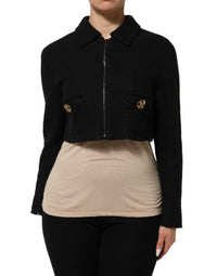 Dolce & Gabbana Dolce & Gabbana Black Cotton Full Zip Cropped Coat Women's Jacket