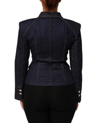 Dolce & Gabbana Dolce & Gabbana Dark Blue Cotton Collared Denim Coat Women's Jacket