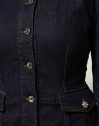 Dolce & Gabbana Dolce & Gabbana Dark Blue Cotton Collared Denim Coat Women's Jacket
