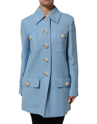 Dolce & Gabbana Dolce & Gabbana Blue Buttoned Down Trench Coat Women's Jacket
