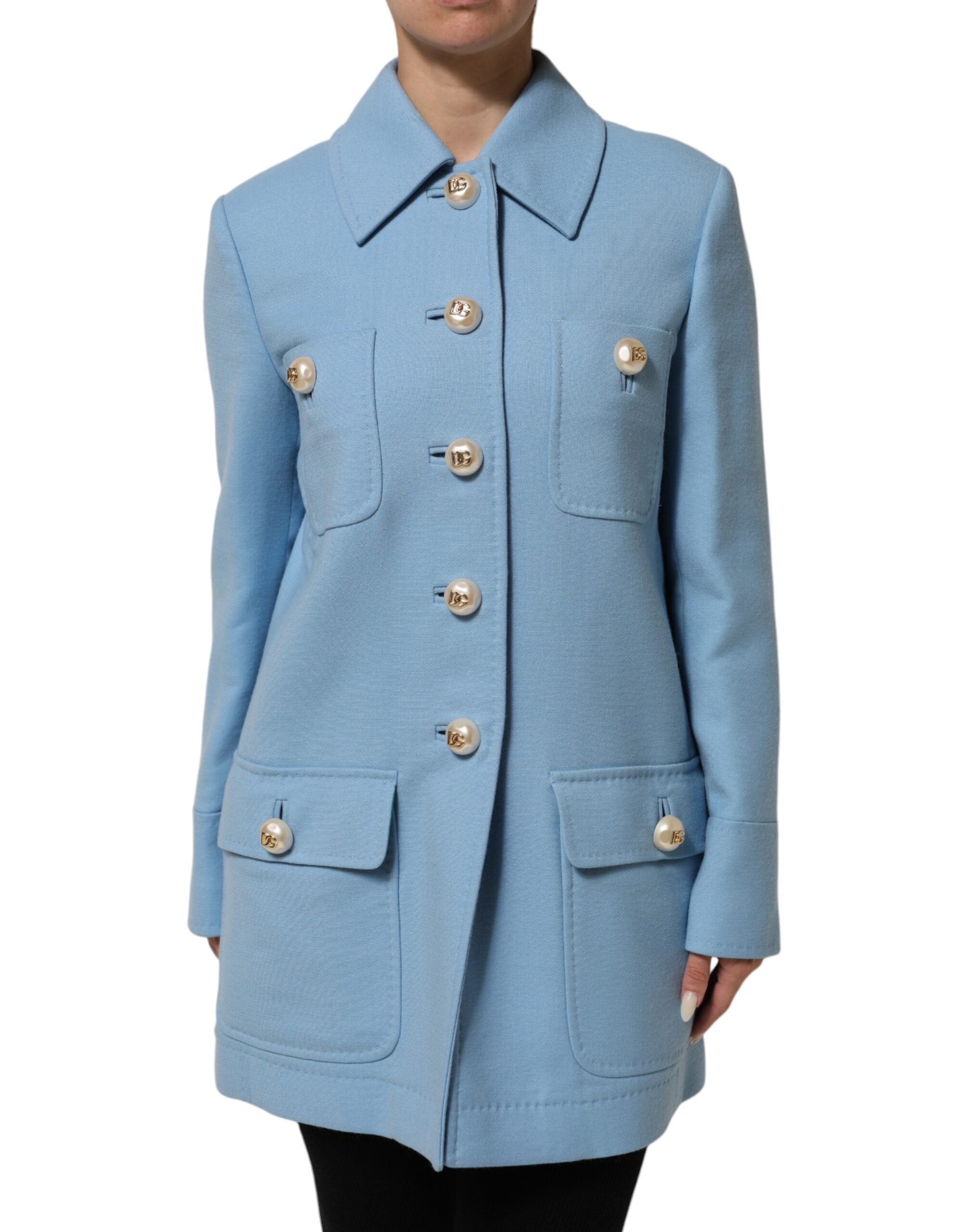 Dolce & Gabbana Dolce & Gabbana Blue Buttoned Down Trench Coat Women's Jacket