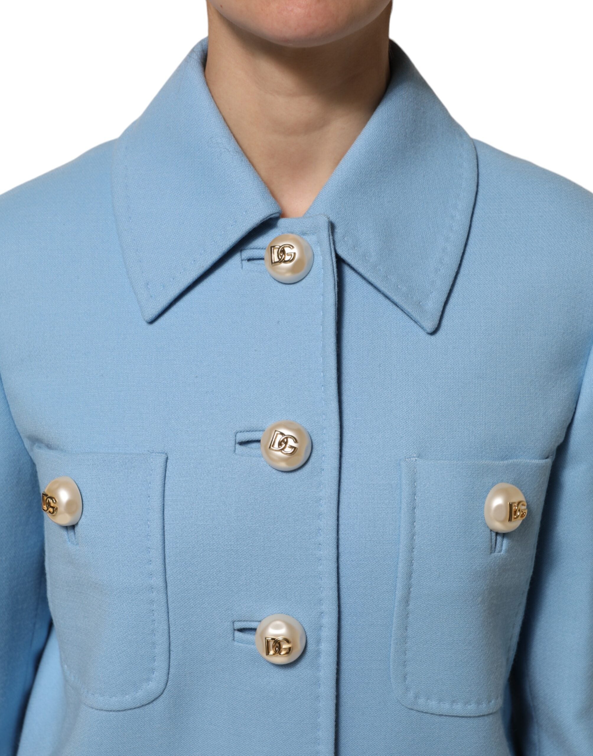 Dolce & Gabbana Dolce & Gabbana Blue Buttoned Down Trench Coat Women's Jacket