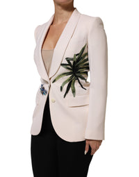 Dolce & Gabbana Dolce & Gabbana Beige Embroidered Single Breasted Women's Jacket