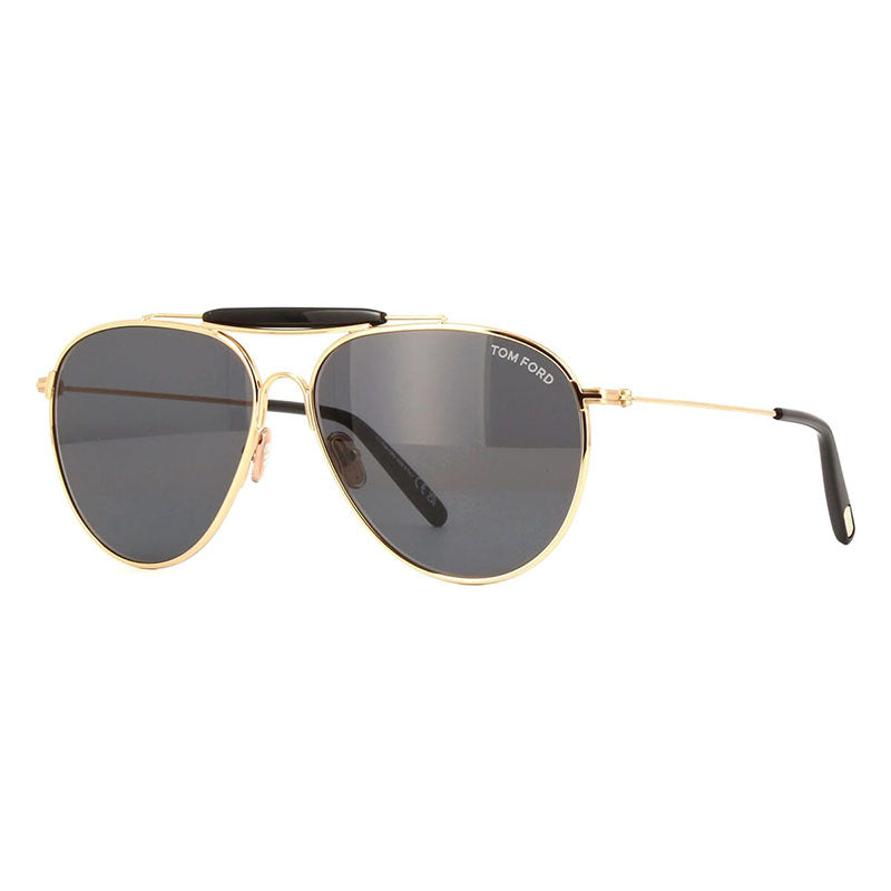 Tom Ford Aviator Full Rim, with a Shiny Rose Gold frame and Smoke lens. Gold