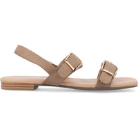Twylah Womens Buckle Faux Suede Slingback Sandals