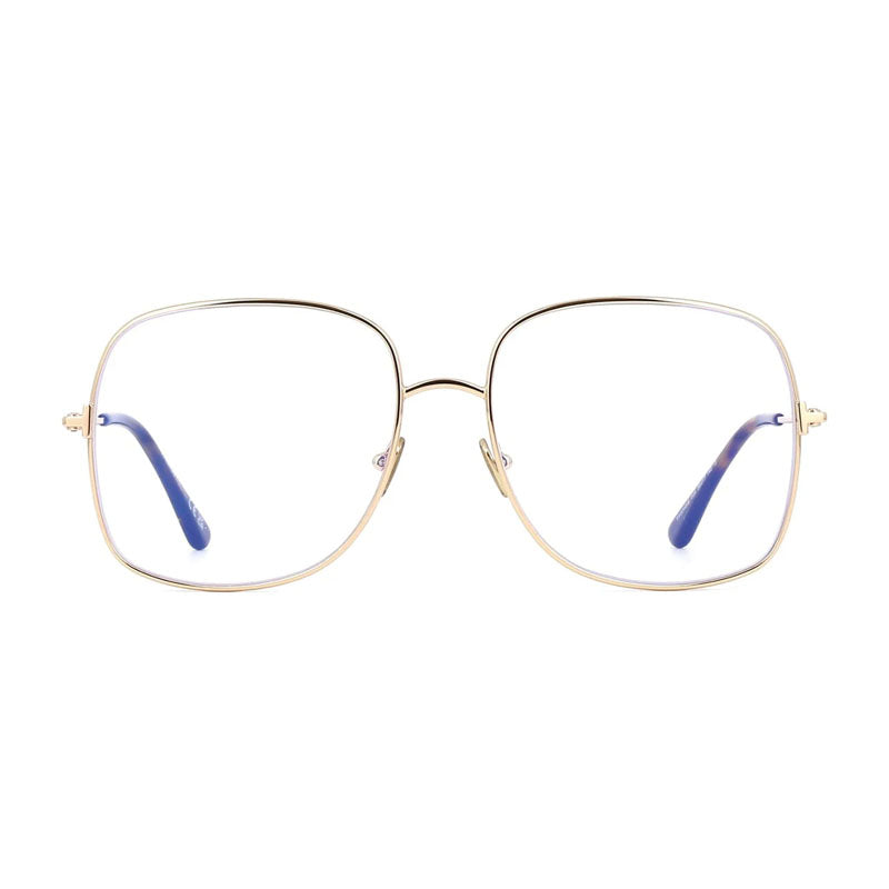 Tom Ford Tom Ford Eyeglasses Square Full Rim, Shiny Rose Gold Frame and Clear Blue Light Block Lens FT6048-B028