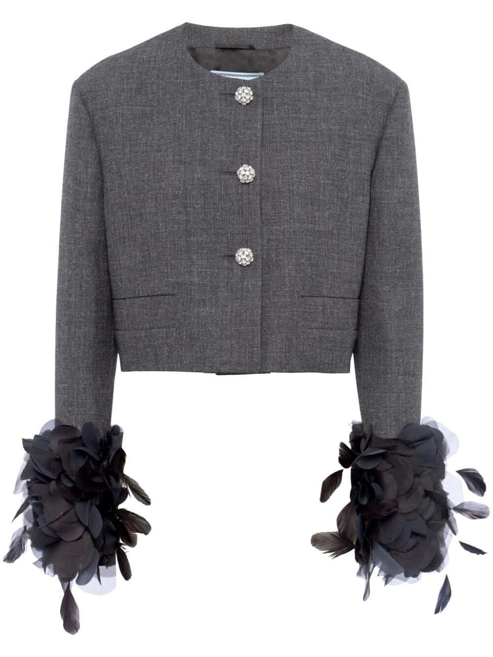 Prada Women Cropped Jacket With Feather