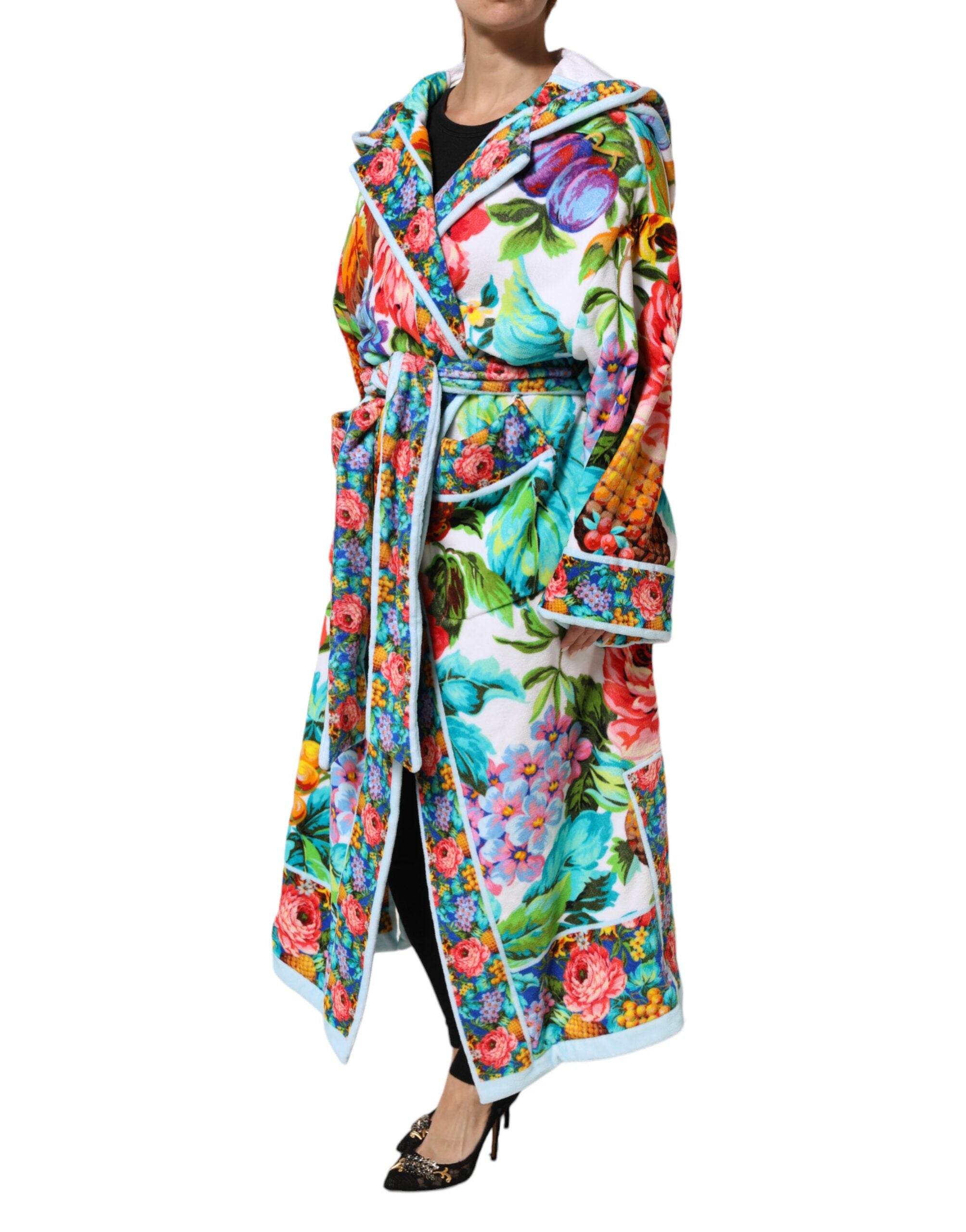 Dolce & Gabbana Dolce & Gabbana Multicolor Floral Print Belted Bathrobe Coat Women's Jacket