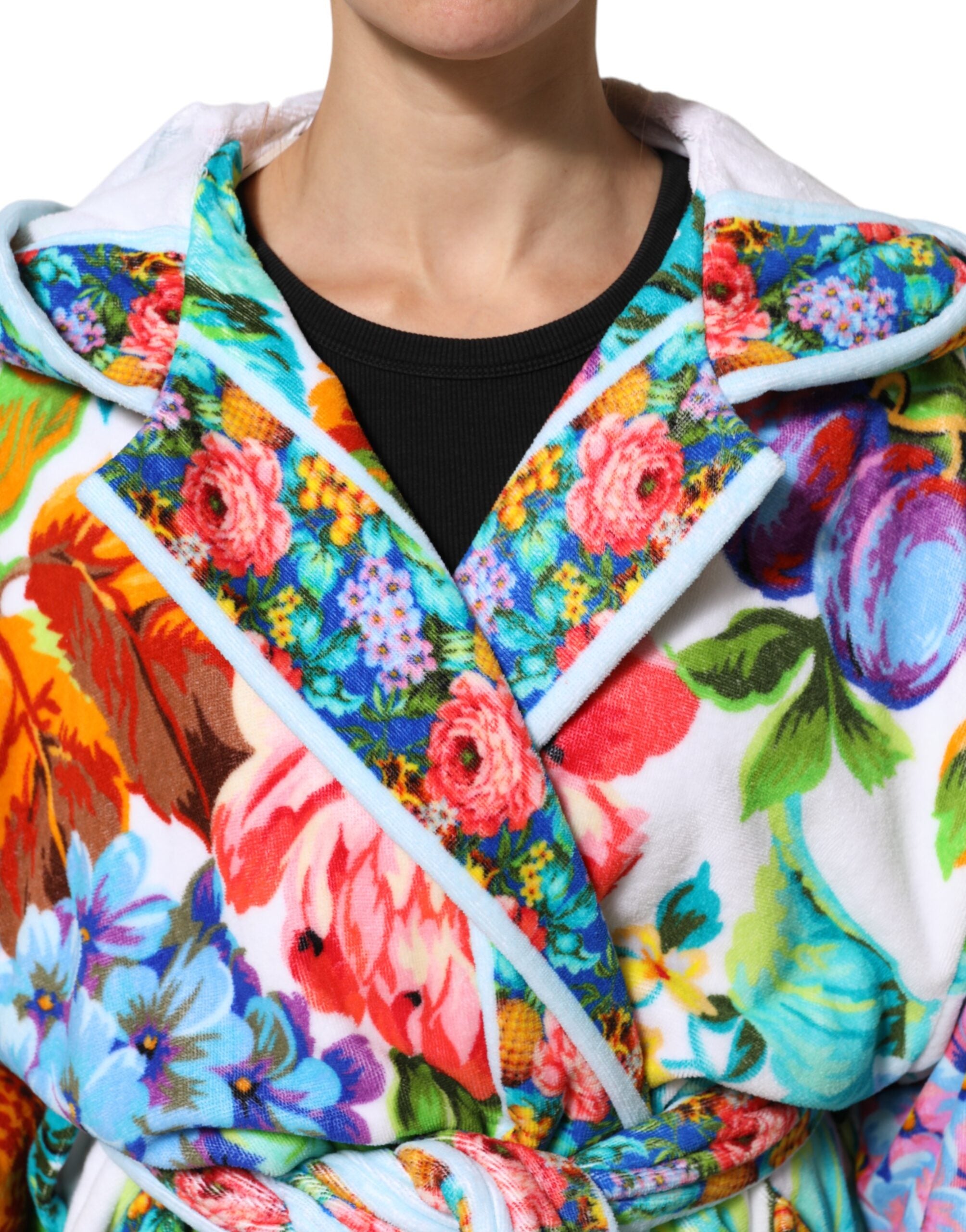 Dolce & Gabbana Dolce & Gabbana Multicolor Floral Print Belted Bathrobe Coat Women's Jacket