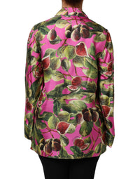 Dolce & Gabbana Hot Pink Fig Printed Silk Shirt Blouse Women's Top