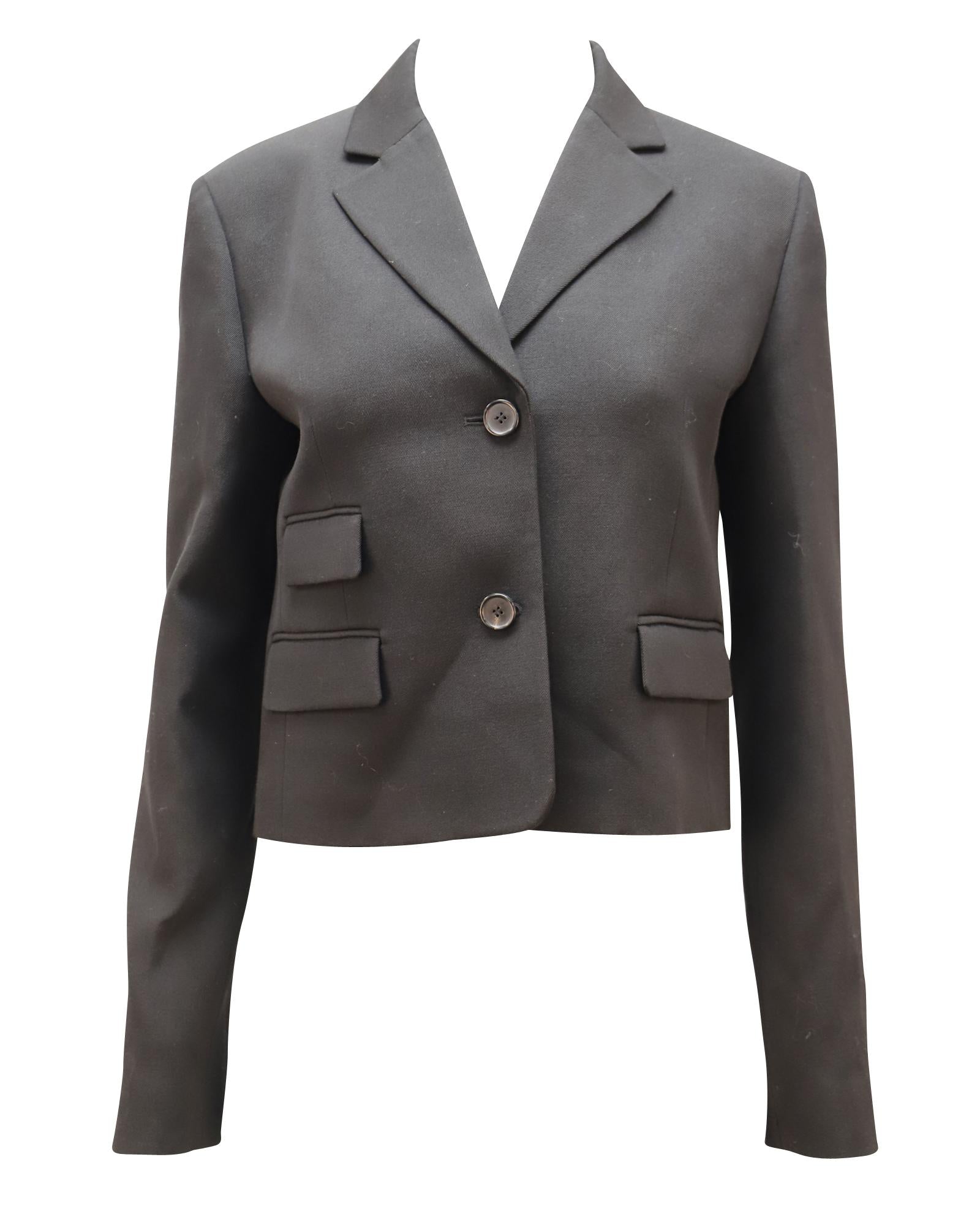 Michael Kors Cropped Notch Collar Blazer Women Black Oversized Blazers