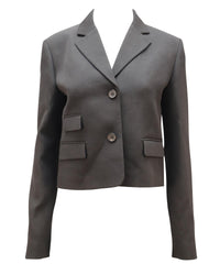 Michael Kors Cropped Notch Collar Blazer Women Black Oversized Blazers