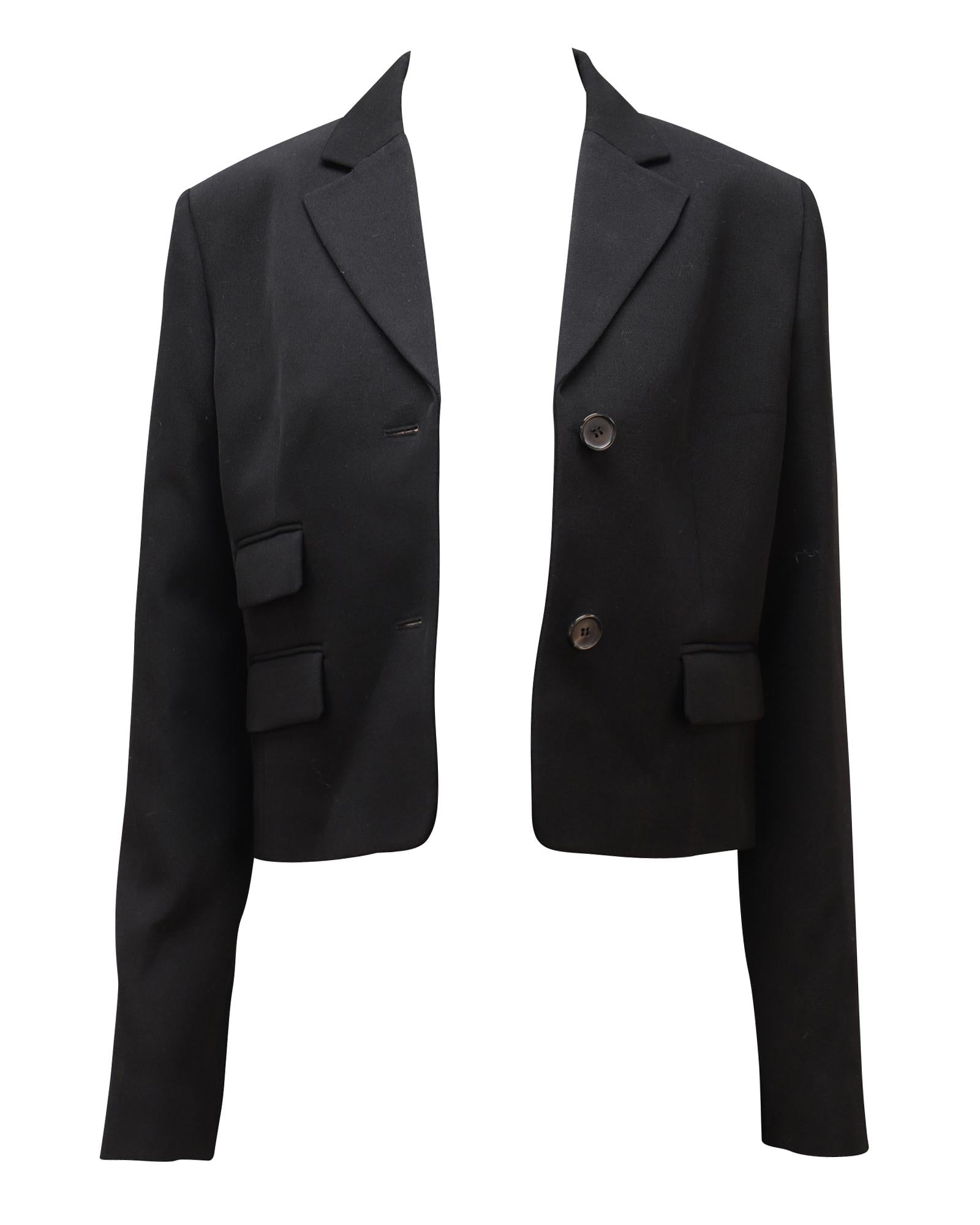Michael Kors Cropped Notch Collar Blazer Women Black Oversized Blazers