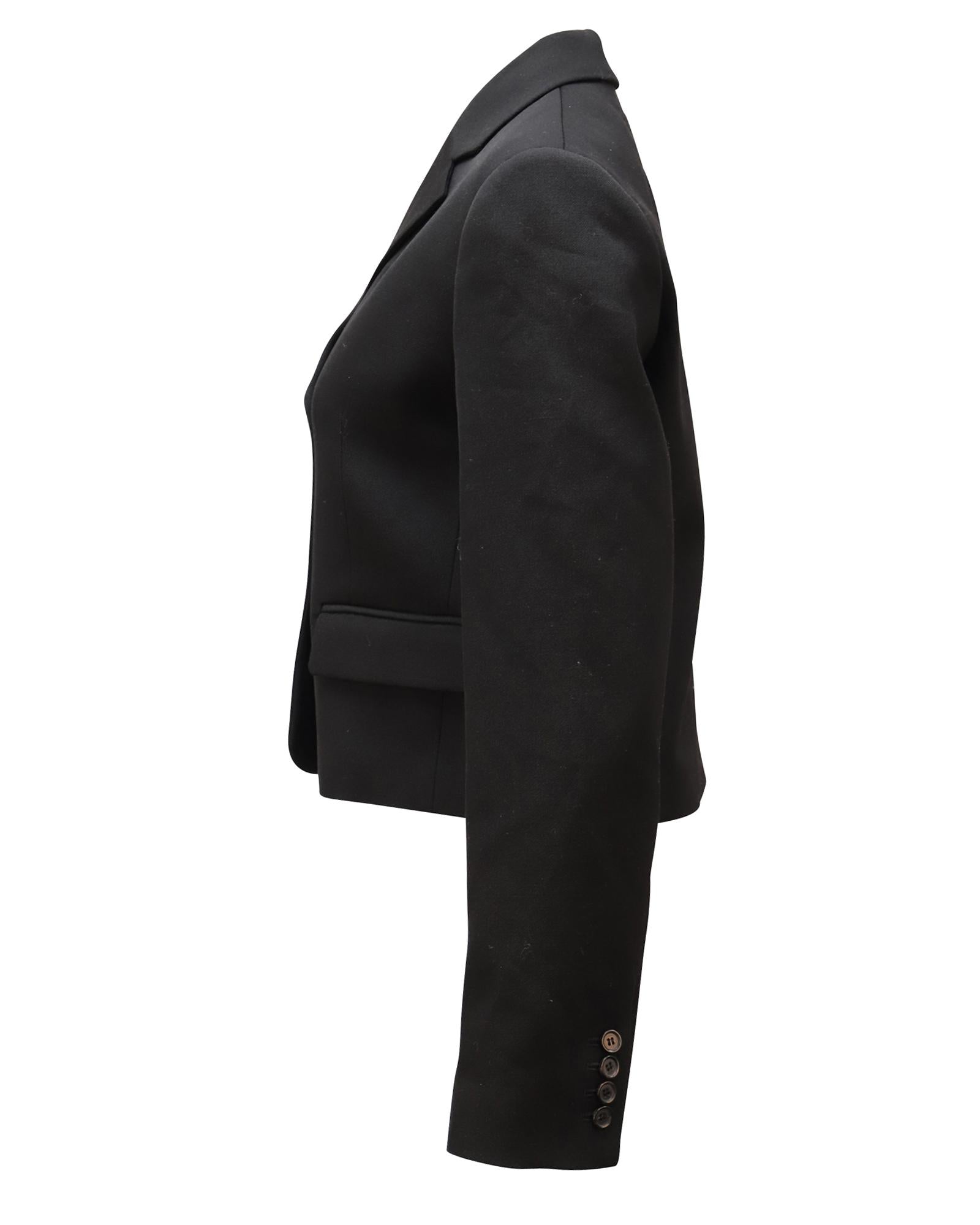 Michael Kors Cropped Notch Collar Blazer Women Black Oversized Blazers