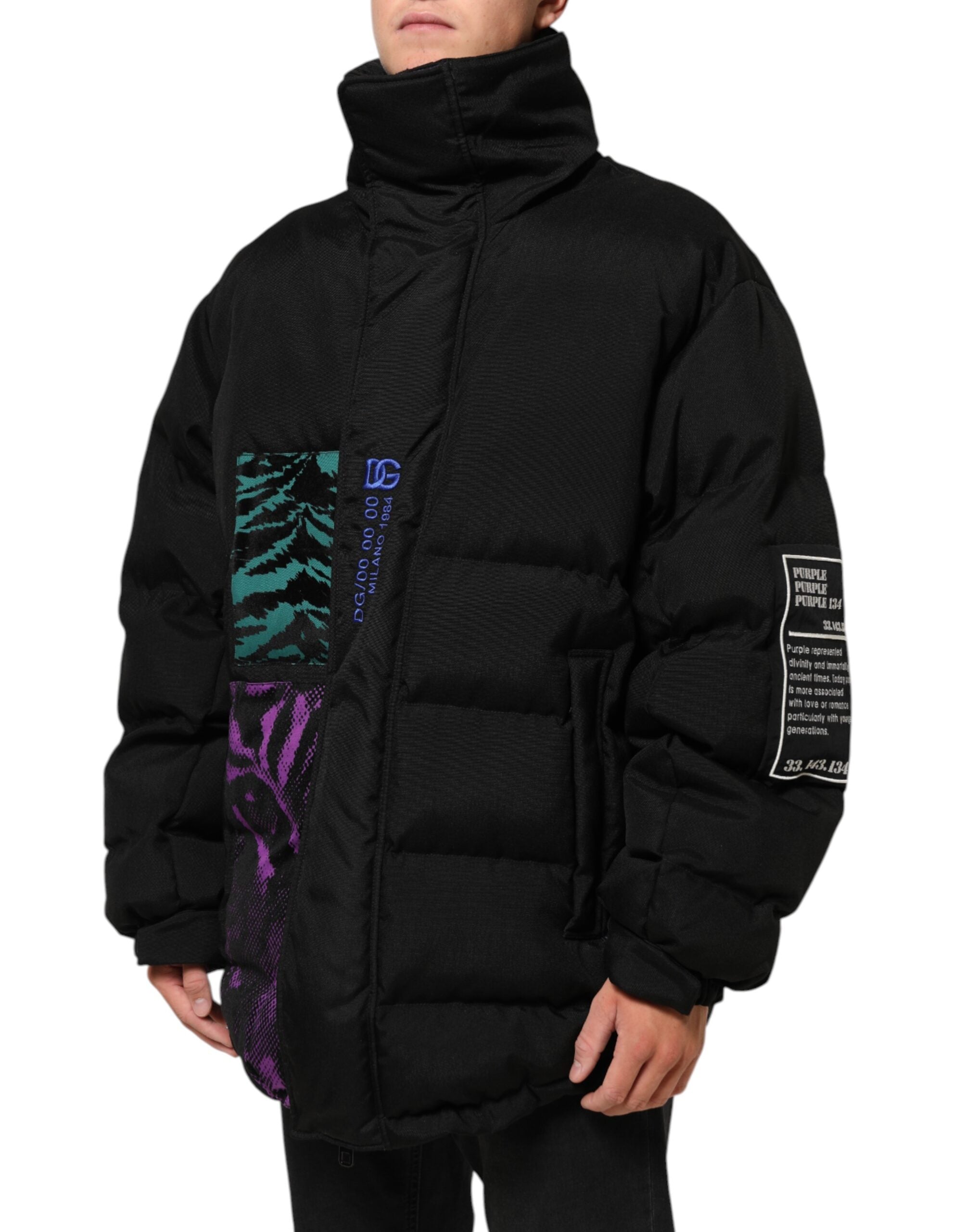Dolce & Gabbana Black Nylon Puffer Men Full Zip Men 00s