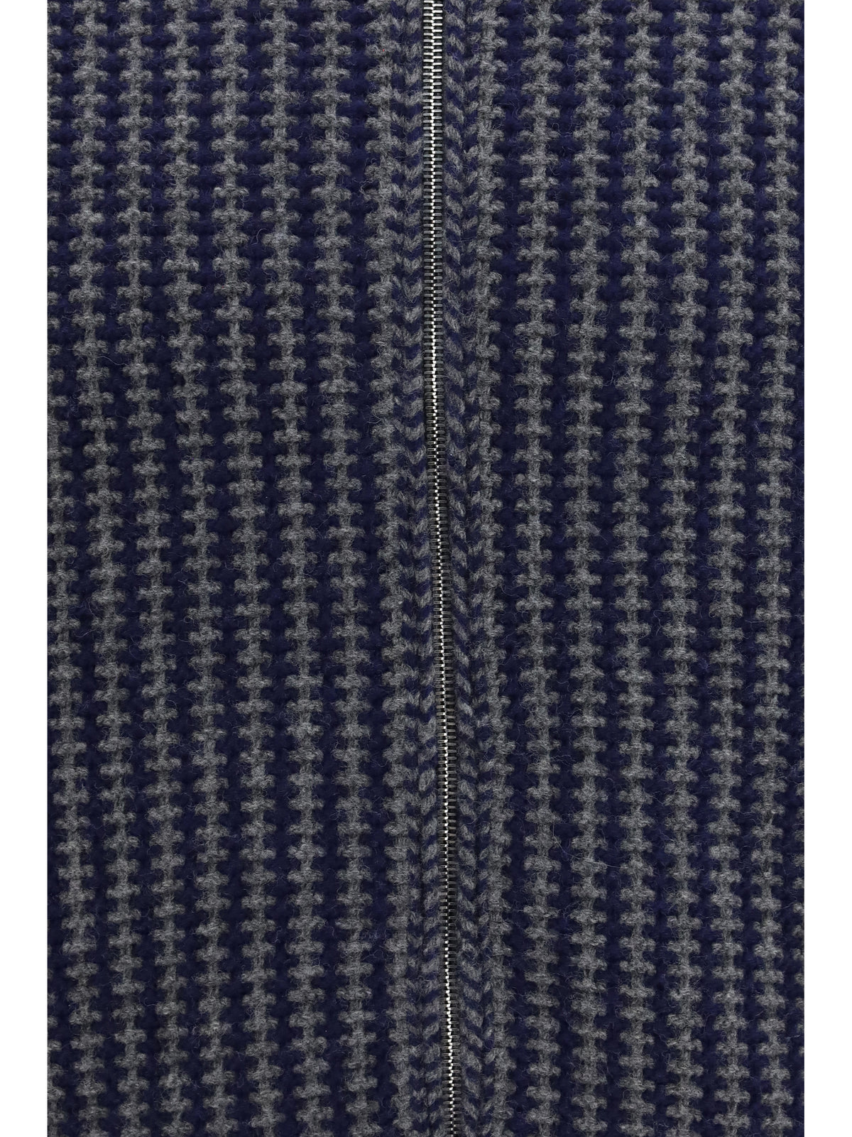 Versace Men Intarsia Wool Knit Zip Cardigan