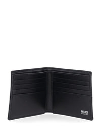 Fendi Fendi Men Leather Bi-Fold Wallet With Ff Motif