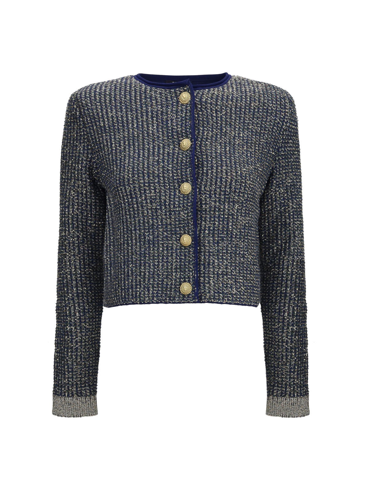 Balmain Women Quilted Sequin Cardigan With Decorative Buttons
