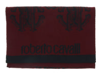 Roberto Cavalli ESZ028 02000 Burgundy Wool Blend Logo Mens Scarf