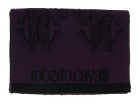 Roberto Cavalli ESZ028 03000 Purple Wool Blend Logo Mens Scarf