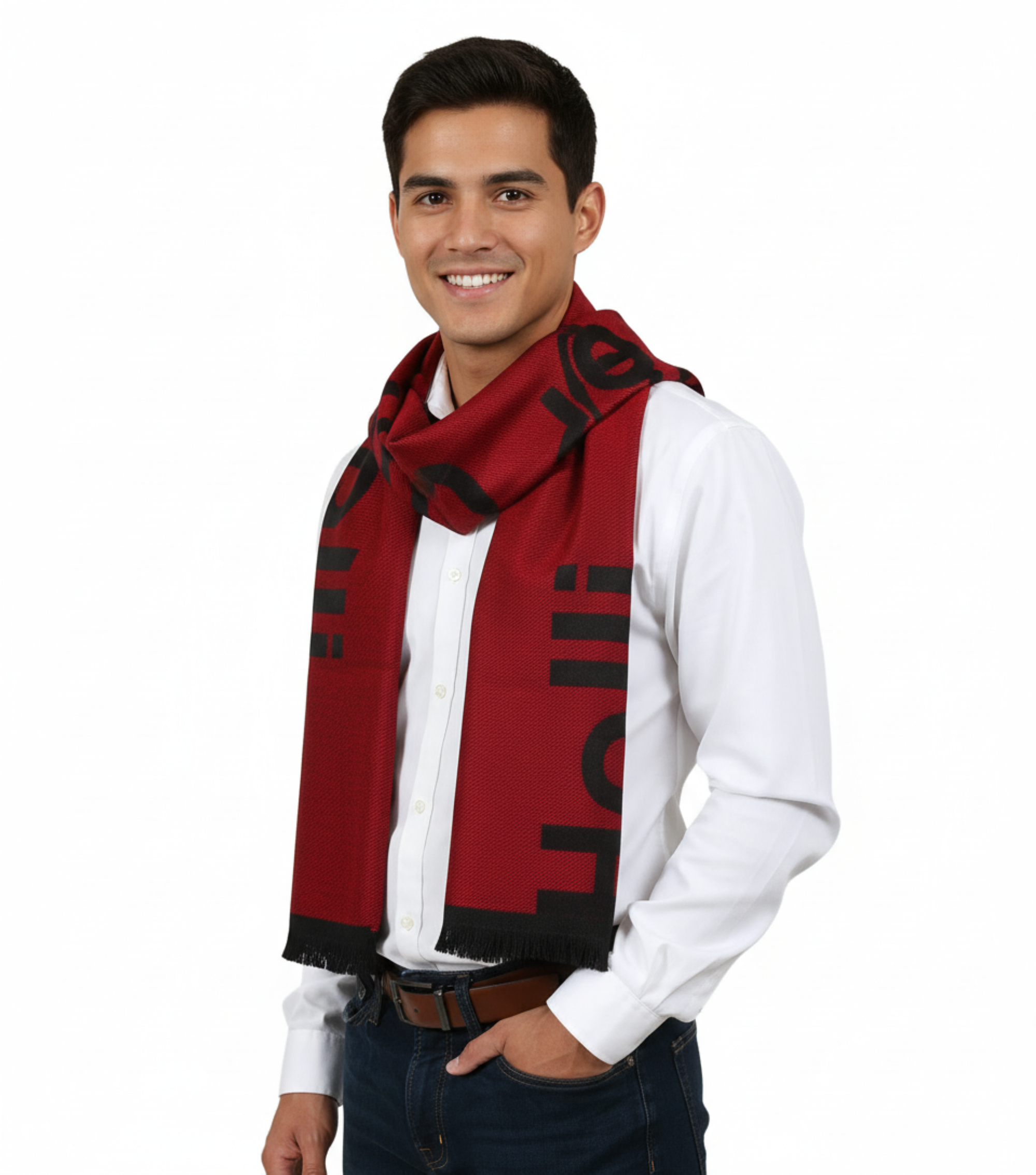 Roberto Cavalli ESZ061 02000 Red Wool Blend Signature Mens Scarf