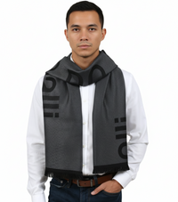 Roberto Cavalli ESZ061 05001 Grey Wool Blend Signature Mens Scarf