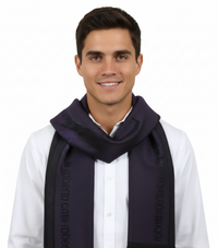 Roberto Cavalli ESZ062 03000 Purple Wool Blend Signature Mens Scarf
