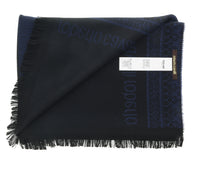 Roberto Cavalli ESZ062 04505 Navy Wool Blend Signature Mens Scarf