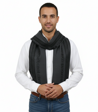 Roberto Cavalli ESZ062 05001 Grey Wool Blend Signature Mens Scarf