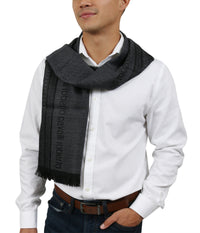 Roberto Cavalli ESZ062 05001 Grey Wool Blend Signature Mens Scarf
