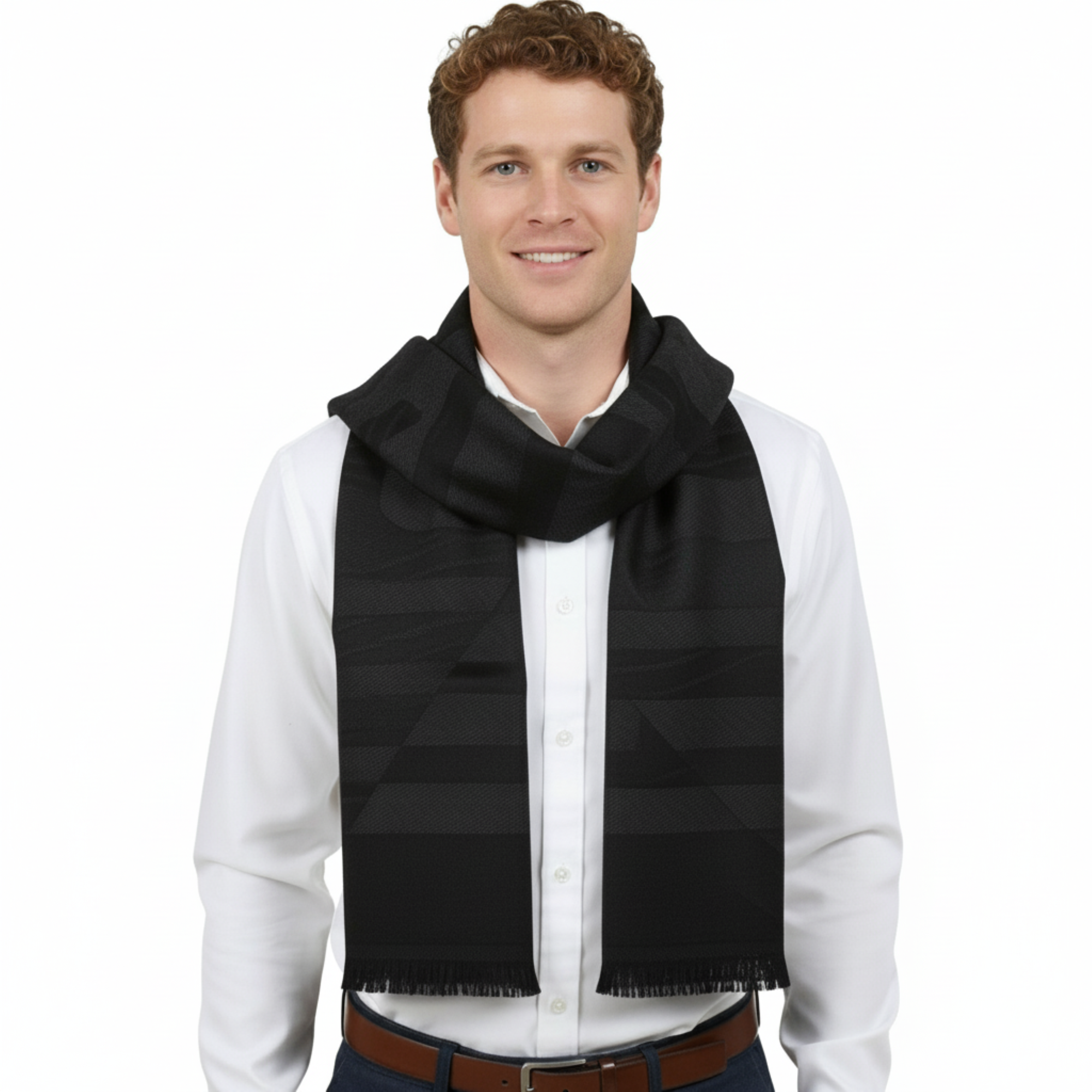 Roberto Cavalli ESZ063 05001 Grey Wool Blend Signature Mens Scarf
