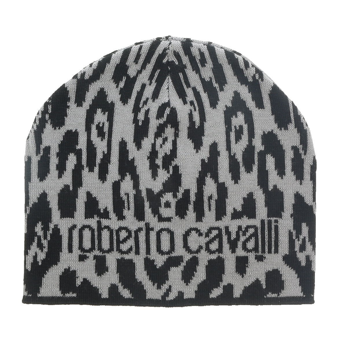 Roberto Cavalli ESZ026 D0060 Black/Grey Jaguar Beanie Hat