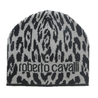 Roberto Cavalli ESZ026 D0060 Black/Grey Jaguar Beanie Hat