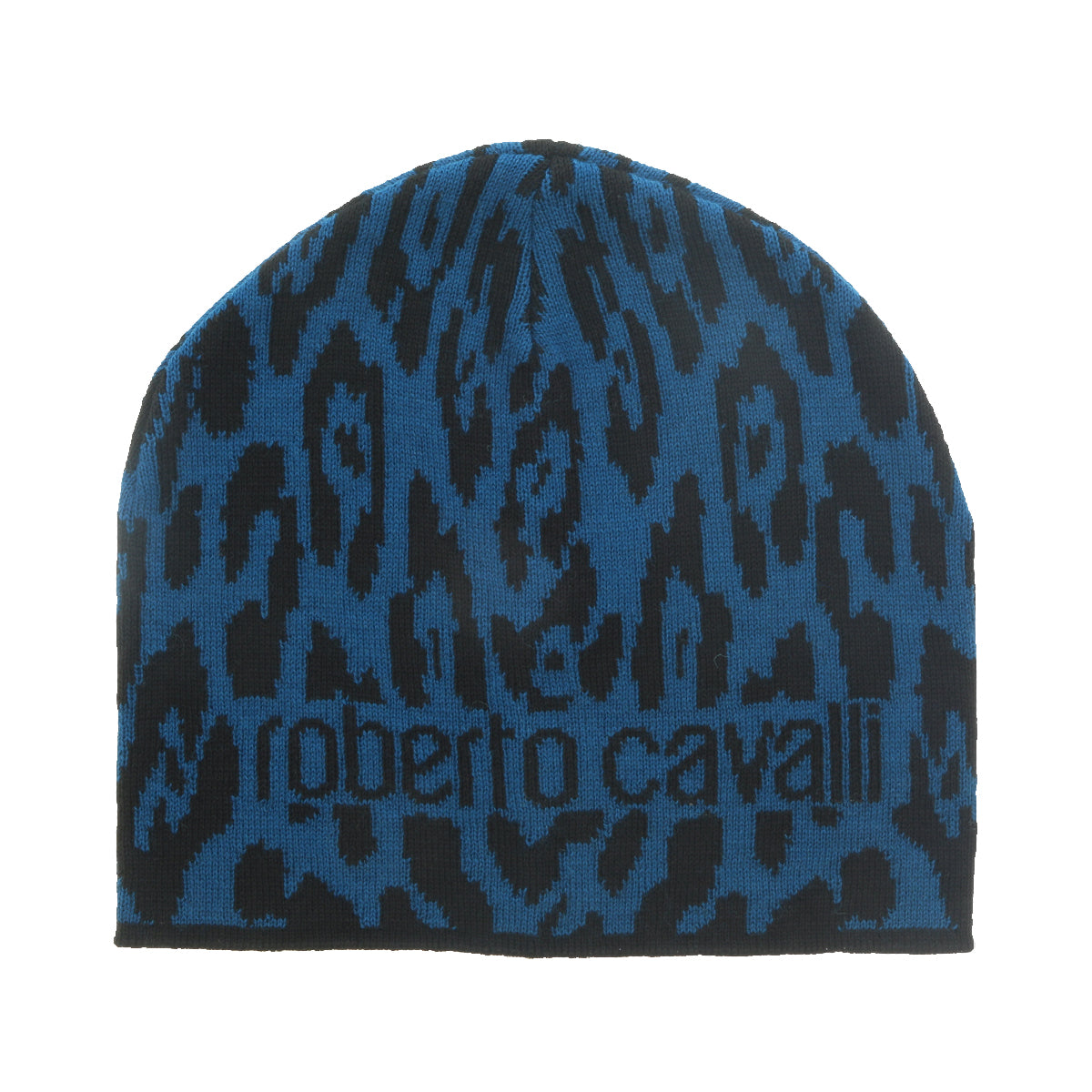 Roberto Cavalli ESZ026 D0174 Black/Aquamarine Jaguar Beanie Hat