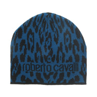 Roberto Cavalli ESZ026 D0174 Black/Aquamarine Jaguar Beanie Hat
