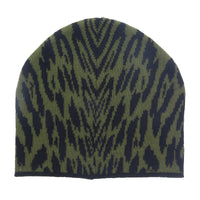 Roberto Cavalli ESZ026 D0491 Black/Military Green Jaguar Beanie Hat
