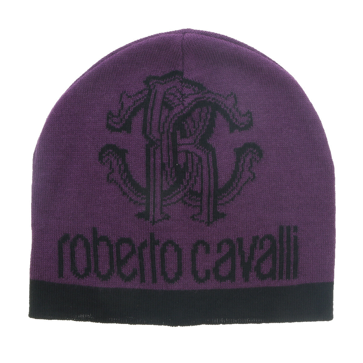 Roberto Cavalli ESZ027 03000 Purple Logo Beanie Hat